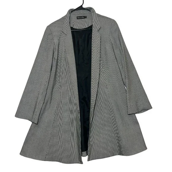 Estelle And Finn Coat Jacket Women's Y2K Size 10 Houndstooth Open Front Pads - Picture 2 of 10